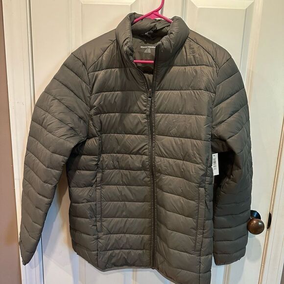 Amazon small nylon puffer coat gray jacket - Picture 3 of 5